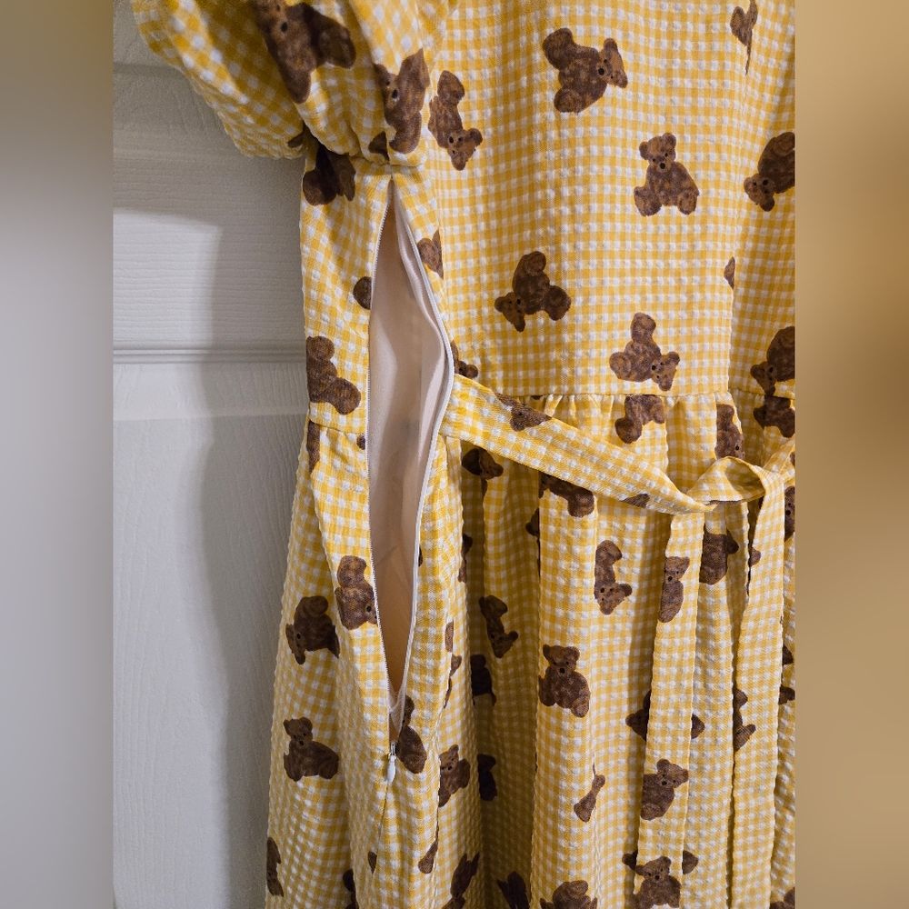 Source Unknown Yellow And Brown Gingham Dress - image 8